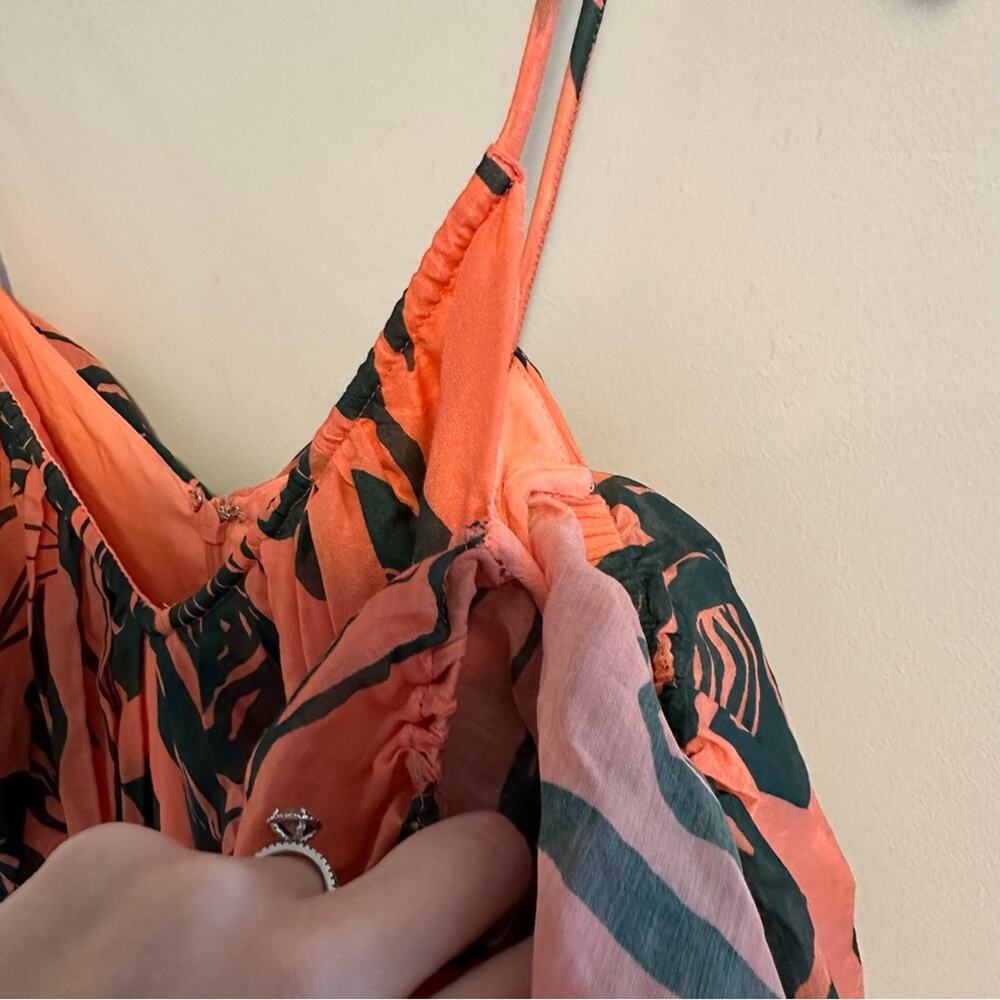 Tanya Taylor Pink Green Leaf Silk Cotton Maxi Dress 4 - Picture 8 of 16